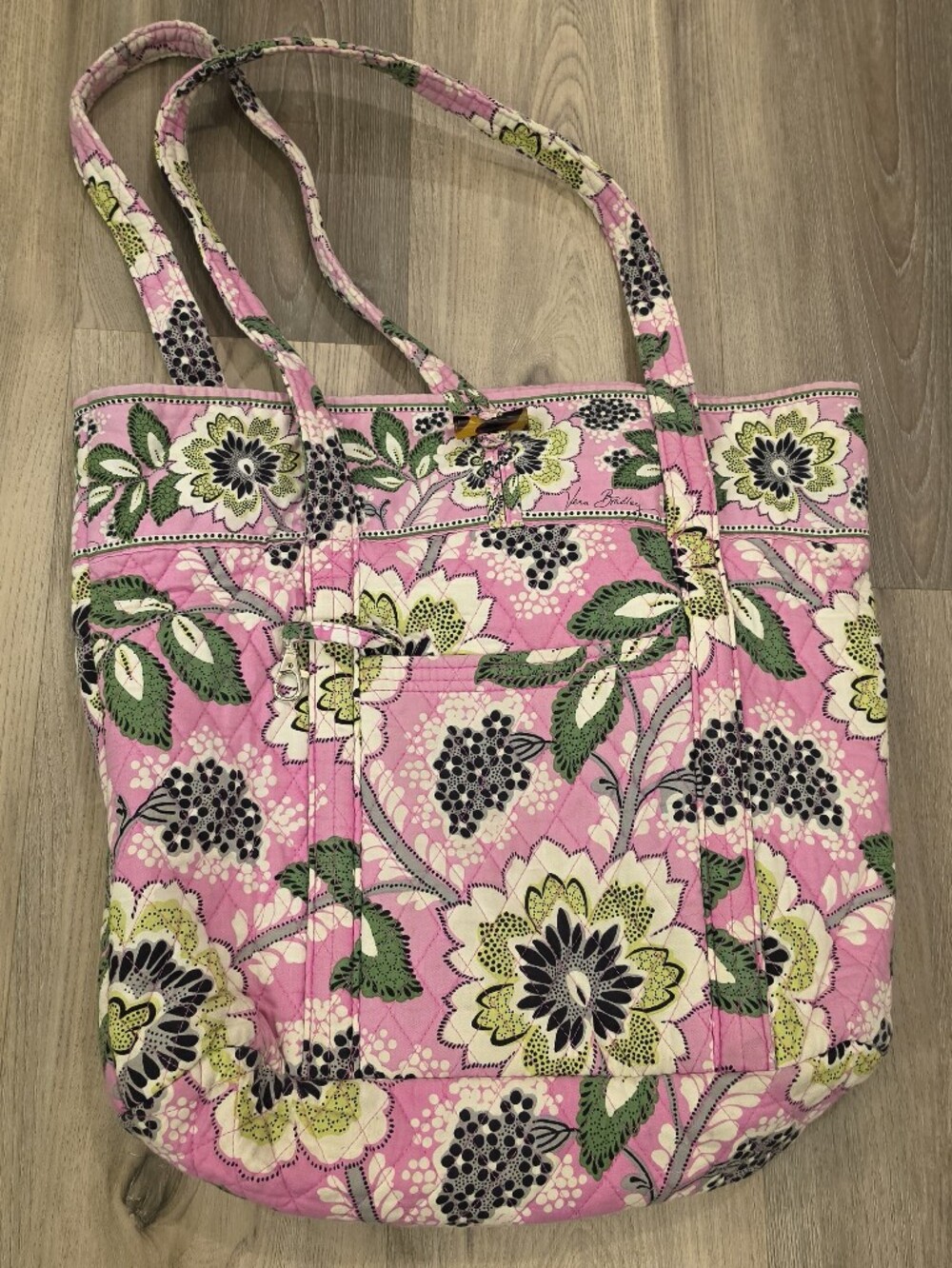 Vera Bradley Toggle Tote Priscilla Pink Quilted Cotton Floral Shoulder Bag